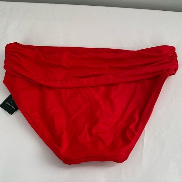 LAUREN RALPH LAUREN Beach Club Solids Wide Shirred Banded Hipster Bottom Red 6 - Picture 7 of 7